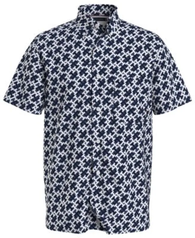 Adidas Men's OG Relaxed Fit Allover Monogram Print Button-Front Shirt