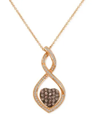 1/4 Ct. Tw. Diamond Heart Pendant Necklace | 10K White & Rose Gold | Size 18 | Helzberg Diamonds