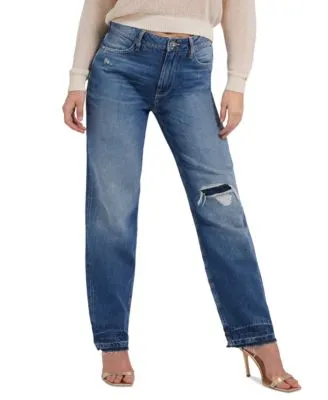 Women's Hollywood High-Rise Distressed Straight-Leg Jeans
