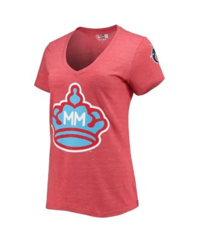 Women's New Era Heathered Red Miami Marlins City Connect Plus Size V-Neck T-Shirt