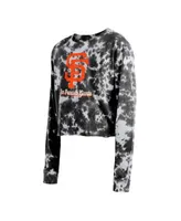 Women's San Francisco Giants New Era Black Baby Jersey Cropped Long Sleeve  T-Shirt