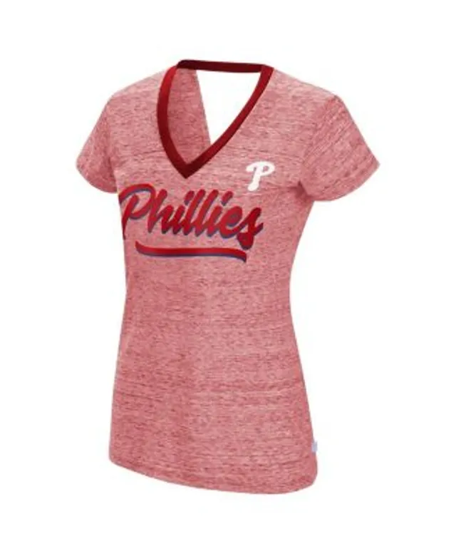 Women's Red Philadelphia Phillies Plus Size V-Neck T-Shirt