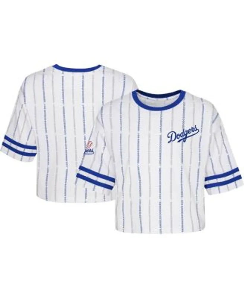 Outerstuff Girls Youth White Los Angeles Dodgers Ball Striped T