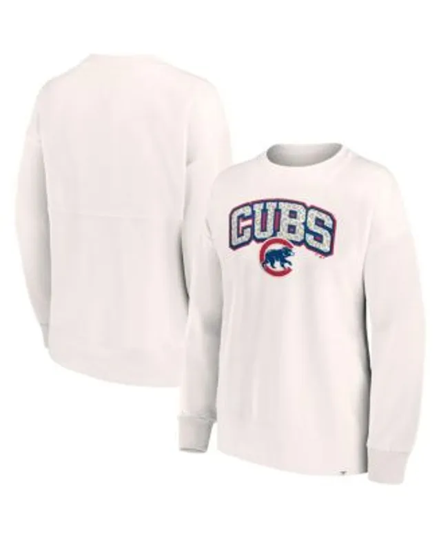 Women's Touch Cream/Royal Chicago Cubs Free Agency Pullover Sweatshirt Size: Medium