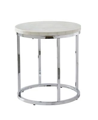 Echo 22" Round Marble and Chrome End Table