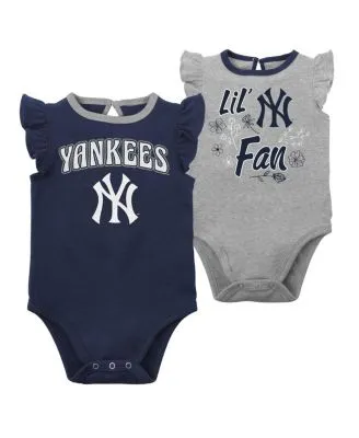 Newborn & Infant Navy/White/Heather Gray New York Yankees Biggest Little Fan 3-Pack Bodysuit Set