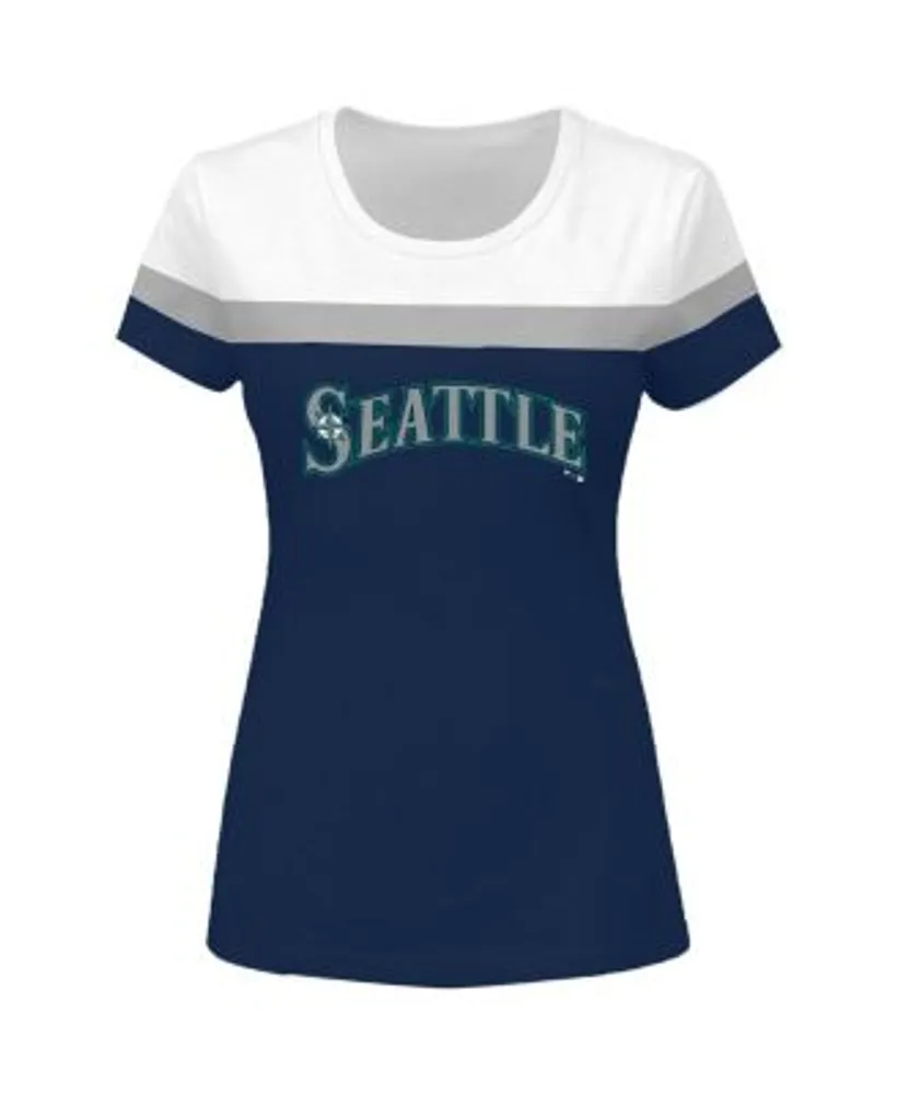 Profile Women's White and Navy Seattle Mariners Plus Colorblock T