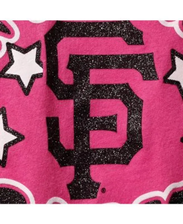 Girl's Youth Washington Nationals New Era Pink Jersey Stars V-Neck T-Shirt