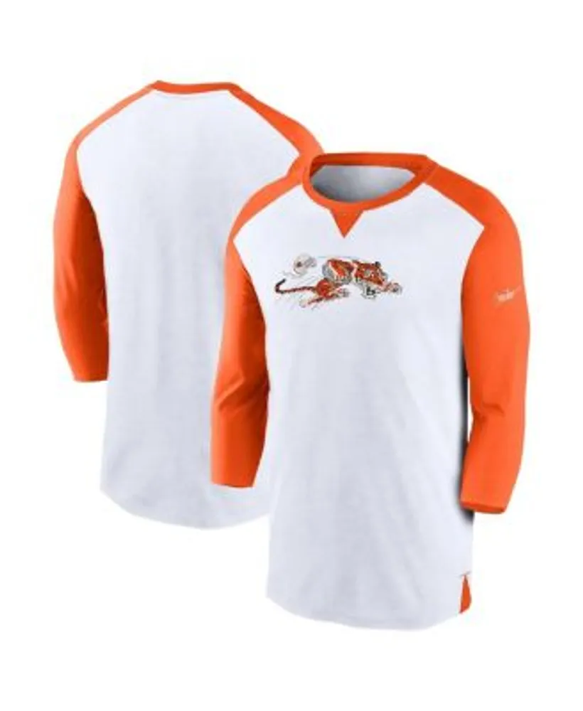 Nike Men's White, Orange Cincinnati Bengals Rewind 3/4-Sleeve T-shirt