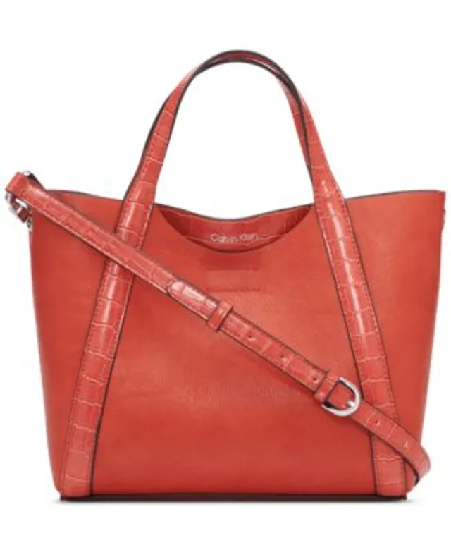 Calvin Klein Garnet Signature Convertible Tote Bag in Brown