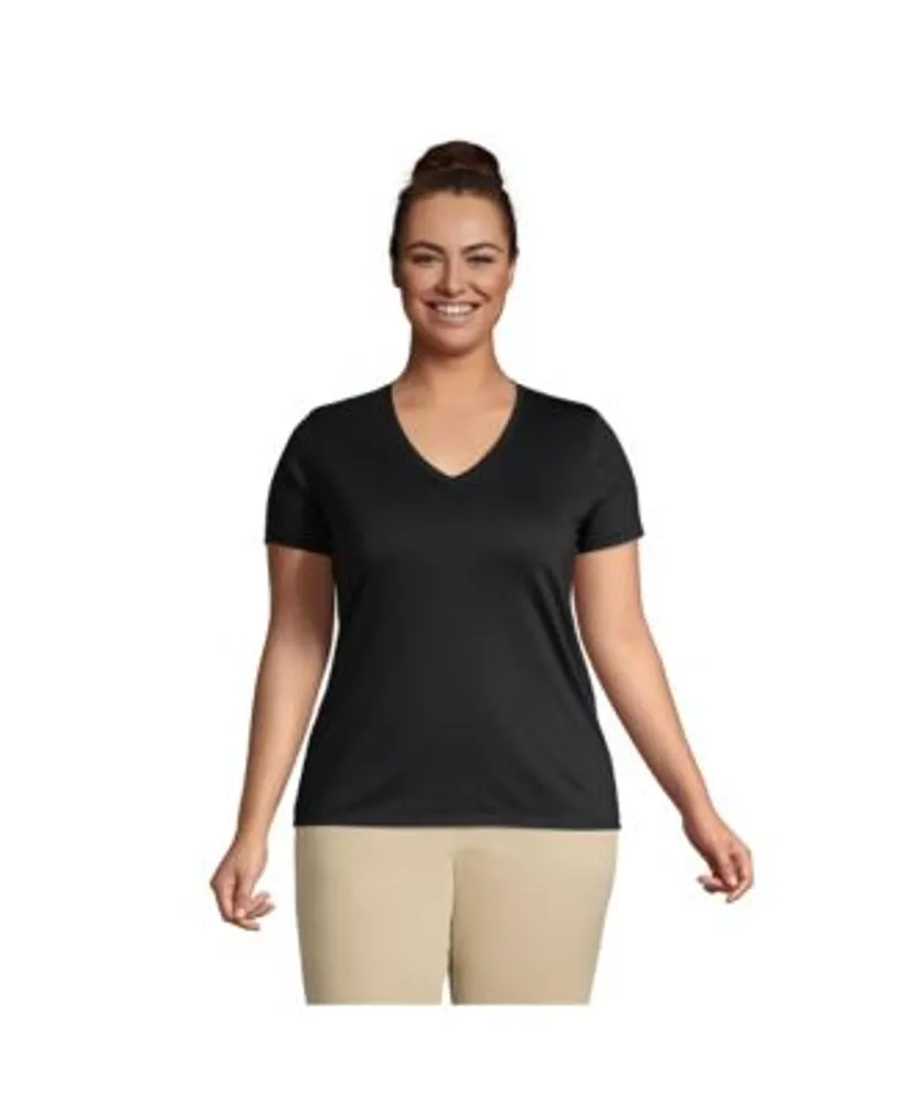 Lands' End Women's Plus Size Relaxed Supima Cotton Long Sleeve V