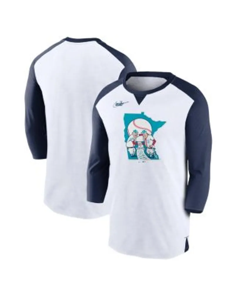Nike Men's White, Navy Minnesota Twins Rewind 3/4-Sleeve T-shirt
