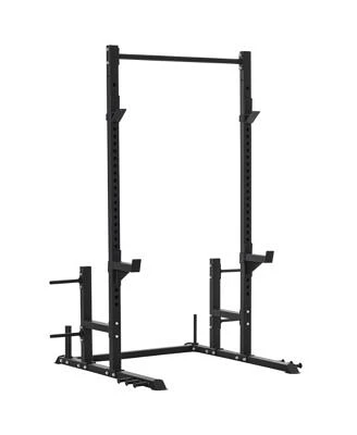 Dumbbell Storage Equipped Adjustable Power Tower Pull Up Bar Barbell Rack with Heavy-Duty Steel, Power Rack Strength Training Equipment for Home Gym