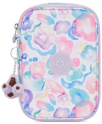 100 Pens Aqua Flowers Zippered Pen Case 