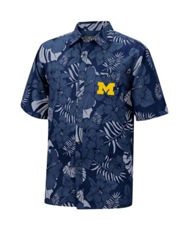 Men's Colosseum Black Michigan Wolverines Free Spirited Mesh Button-Up  Baseball Jersey