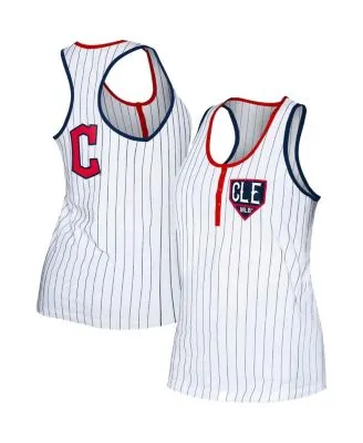 Chicago Cubs New Era Women's Pinstripe Henley Racerback Tank Top - White