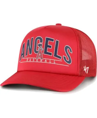 Men's Majestic Red/White Los Angeles Angels Foam Trucker Snapback Hat