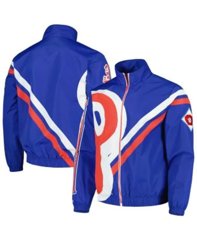 Men's Mitchell & Ness Royal Atlanta Braves Exploded Logo Warm Up Full-Zip Jacket Size: Medium