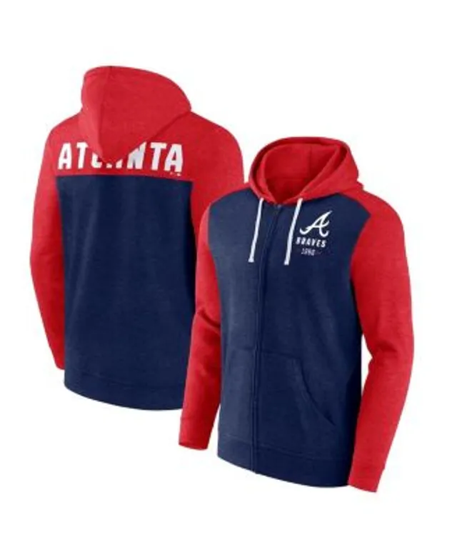 Men's Fanatics Branded Heathered Navy/Heathered Red Boston Red Sox Blown Away Full-Zip Hoodie