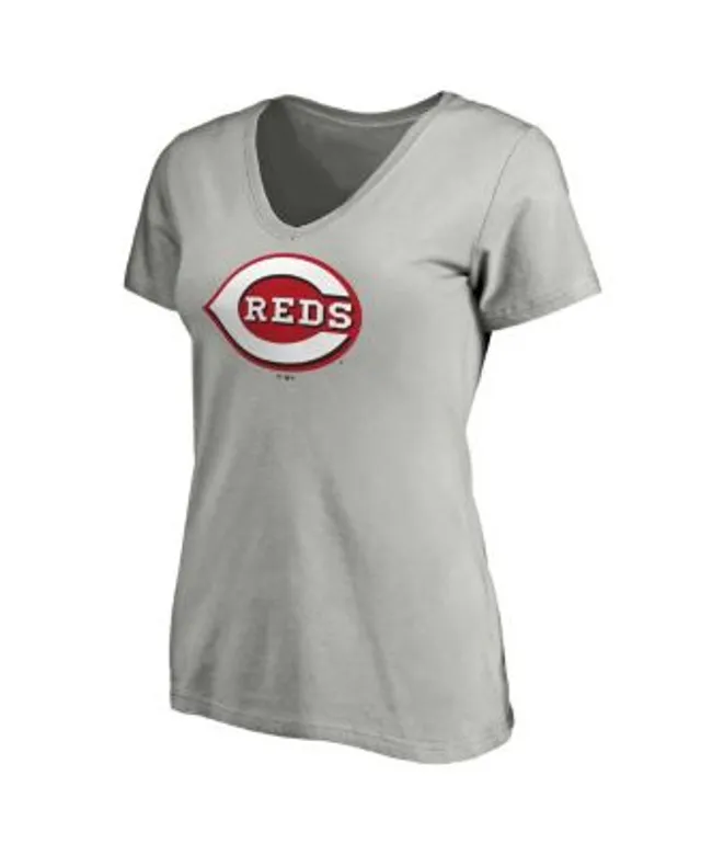 Women's Fanatics Branded Heathered Gray Washington Nationals Core Official Logo V-Neck T-Shirt