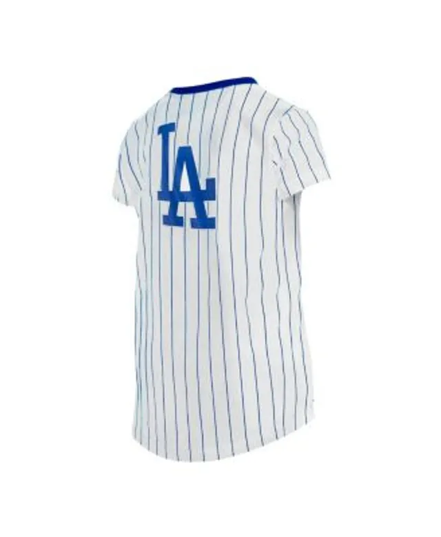 Outerstuff Girls Youth White Los Angeles Dodgers Ball Striped T-Shirt Size: Medium