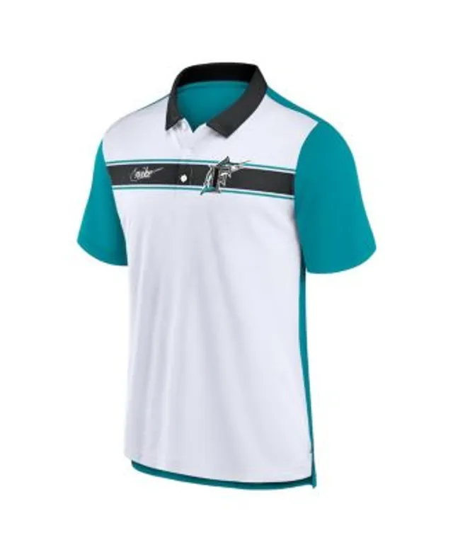 Nike Men's White, Teal Florida Marlins Cooperstown Collection Rewind Stripe  Polo Shirt