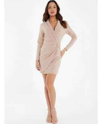 Women's Wrap Buckle Detail Blazer Dress