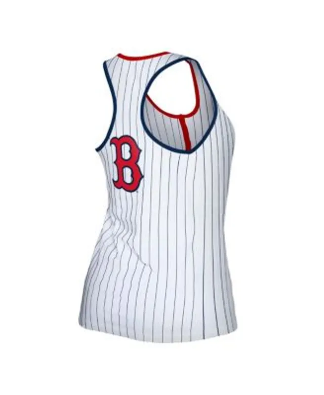 Women's New Era White Boston Red Sox Pinstripe Henley Racerback Tank Top Size: Medium