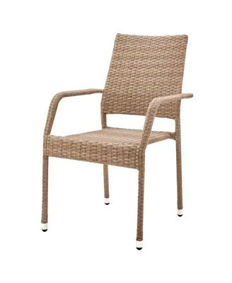 24.41" Genoa Steel and Rattan Patio Dining Armchair