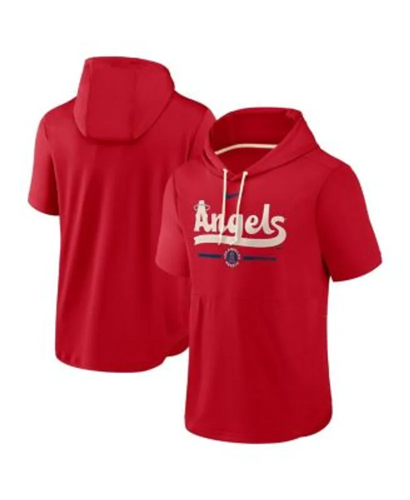 Nike Men's Red Los Angeles Angels City Connect Short Sleeve Pullover Hoodie