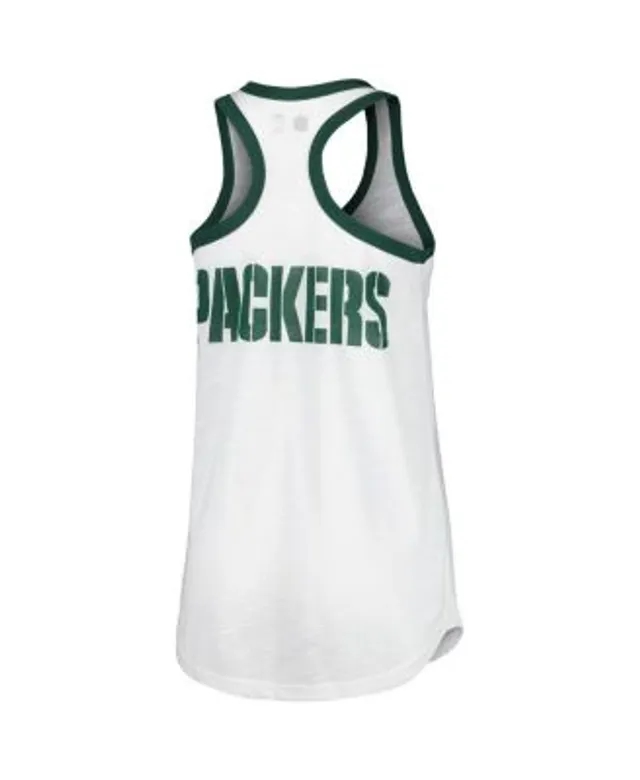 Women's Green Bay Packers Junk Food White/Gold Throwback Pop Binding Scoop  Neck Tank Top