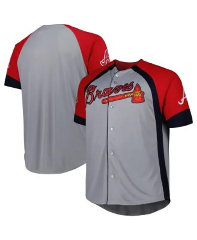 Men's Atlanta Braves Gray Big & Tall Color Block Full-Snap Jersey