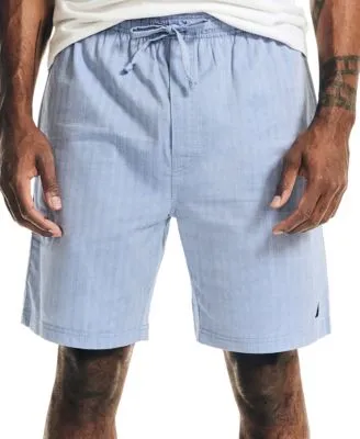 Men's Sleepwear, Blue Herringbone Short
