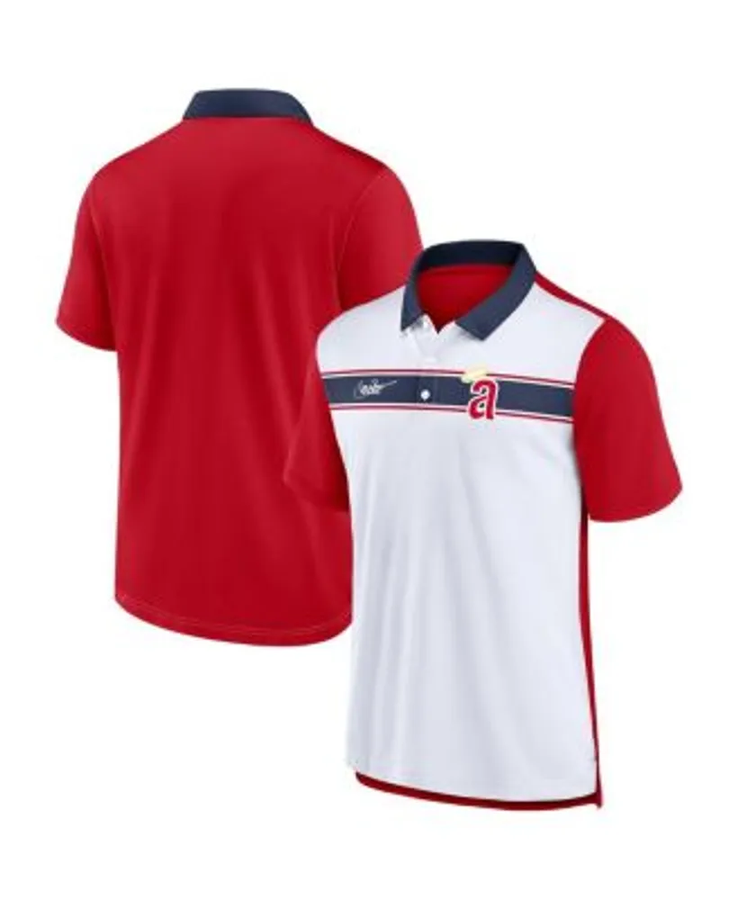 Nike Men's White, Red California Angels Rewind Stripe Polo Shirt