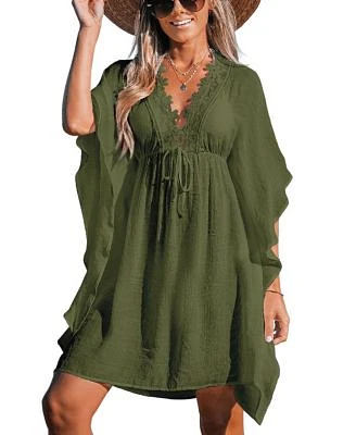 Women's Floral Lace Cover-Up Mini Dress