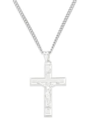 Crucifix Pendant Necklace in Sterling Silver