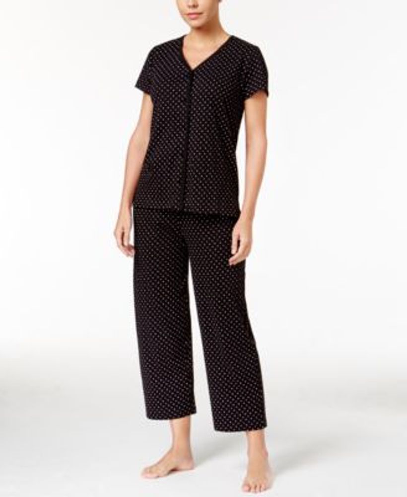 Short Sleeve Top and Cropped Pant Cotton Pajama Set, Created for Macy's