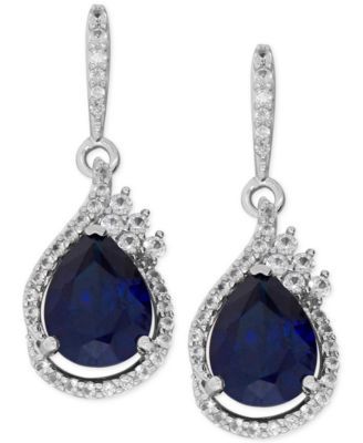 Lab-Created Sapphire (4-5/8 ct. t.w.) and White Sapphire (1/2 ct. t.w.) Drop Earrings in Sterling Silver