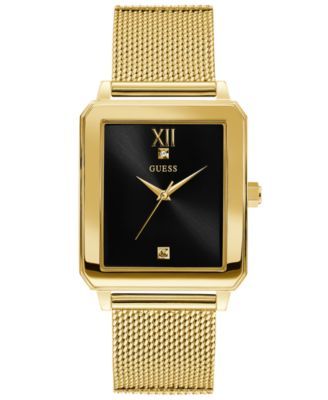 Men's Diamond-Accent Gold-Tone Stainless Steel Mesh Bracelet Watch 40x35.5mm 