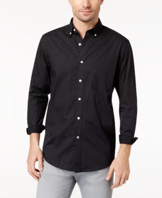 Men's Micro Dot Print Stretch Cotton Shirt