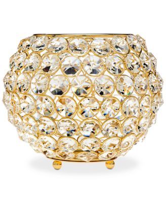 Lighting by Design Glam 8" Gold-Tone Ball Crystal Tealight Holder 
