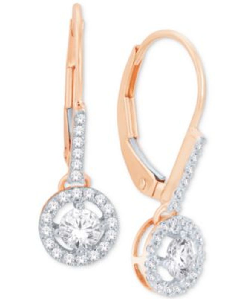 Two Diamond Drop Earrings in White, Yellow or Rose Gold