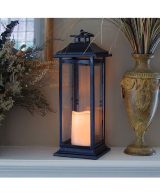 Battery Operated Metal Lantern with LED Candle - Crisscross