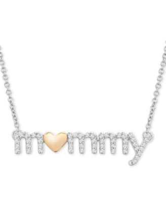 Diamond Mommy Heart Pendant Necklace (1/6 ct. t.w.) in Sterling Silver & 14k Gold-Plate, 18" + 2" extender