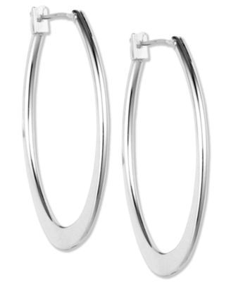 Silver-Tone 3/4"Oval Hoop Earrings