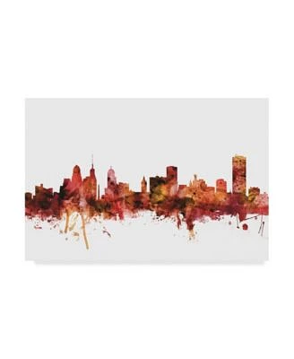 Michael Tompsett Buffalo New York Skyline Red Canvas Art