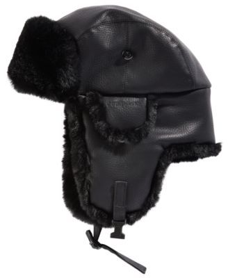 Men's Faux-Leather Trapper Hat