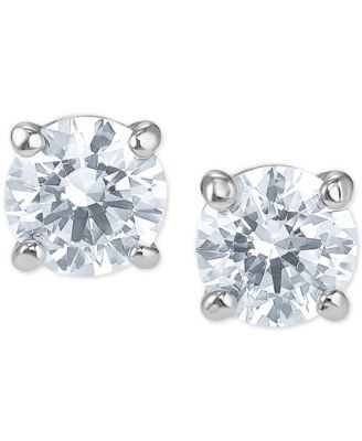 Silver-Tone Cubic Zirconia Stud Earrings