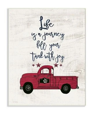 Fill Your Tank With Joy Vintage-Inspired Truck Illustration Wall Plaque Art, 10" x 15"