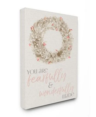 Fearfully Wonderfully Made Wreath Watercolor Canvas Wall Art, 16" x 20"